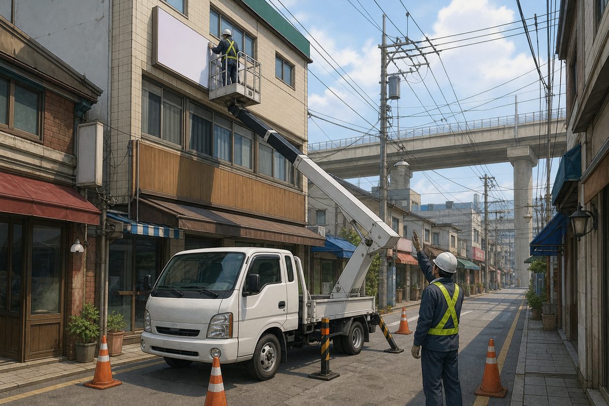 의정부시 구도심 상가 간판 교체 작업 예시 그림