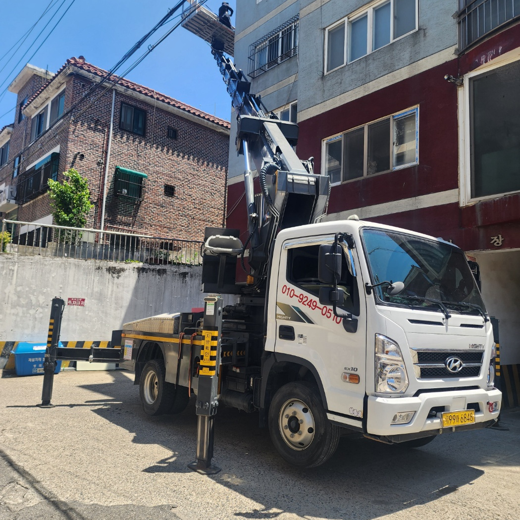 대전 중구 선화동 스카이차 자재 양중 현장